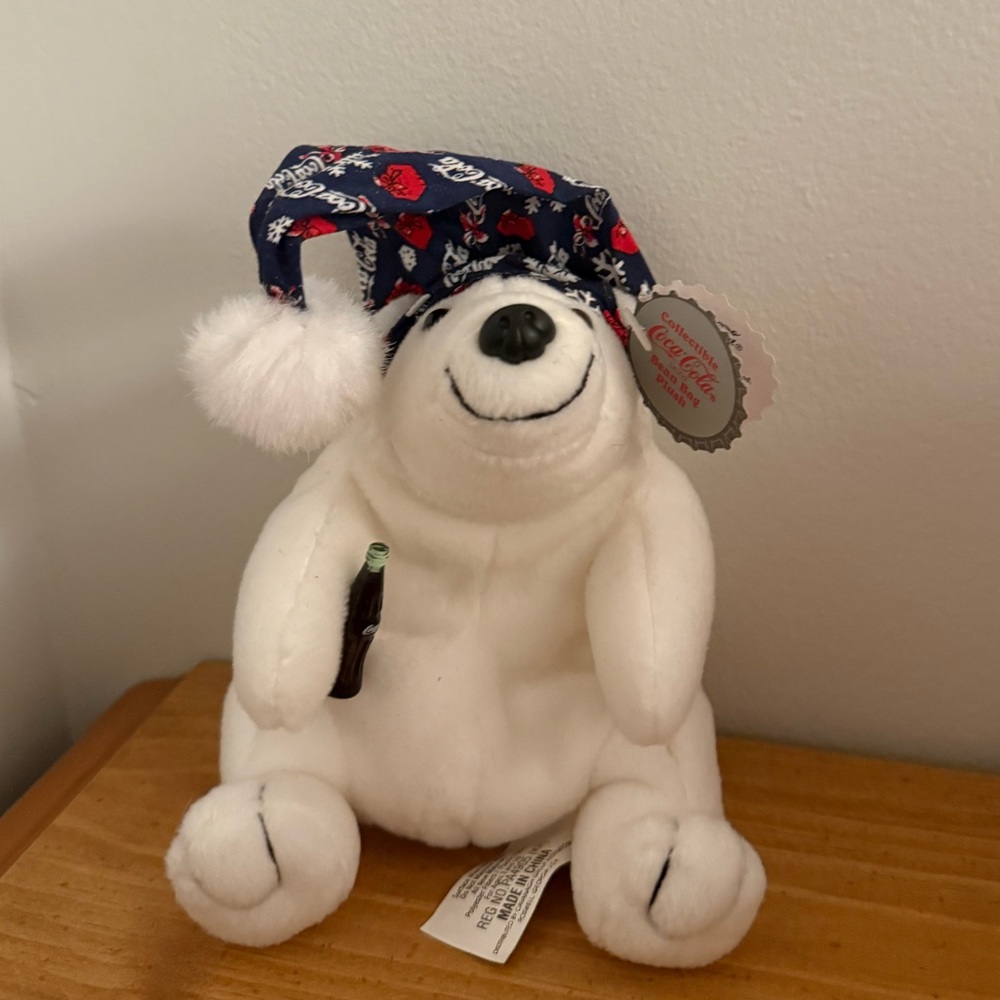 NWT Coca-Cola Polar Bear in Blue Night Cap
